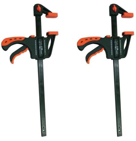2 pieza de sargento de enganche rápido, pinzas de plástico, barra de acero, con liberación rápida. 200mm. Sargentos ideales para tareas de carpintería.