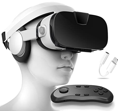 Lunette 3D VR, Casque de Réalité Virtuelle, Casque VR, Contrôleur Bluetooth Smartphone pour iPhone 13 Pro Max/13 Pro/13/12/11, pour Samsung Galaxy S21, Huawei, Xiaomi séries ( Color : D , Size : Ios )