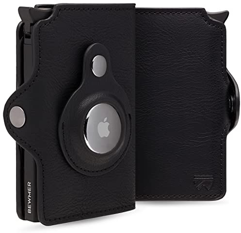 BEWMER 1 Skärm Kreditkortshållare | Smal Plånbok för Män och Kvinnor | Korthållare och Dokument med Rfid Protection & Money Clip i Carbon Fiber, Svart, Senza Zip, Minimalistisk