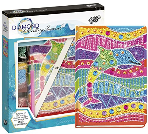 Totum Diamond Painting Journal: Diamantpysselset anteckningsbok delfin med över 1 500 strasstenar