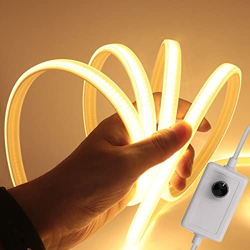 XUNATA Regulable Tira de LED COB 220V, Alto brillo 288 LED/m, IP65 Impermeable, Cada Corte de 50 cm, Luz de Cuerda Flexible con Regulador de Intensidad (4m, Blanco Cálido)