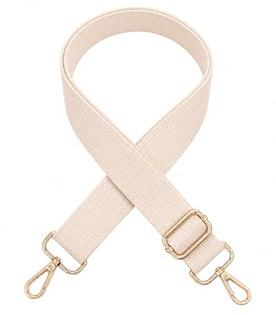 DOTBUY-SHOP Taschengurt 3.8cm Breit, Verstellbarer Schultergurt für Taschen | 80-130cm Baumwolle Leinen Schulterriemen mit 360° Karabiner für Handtaschen & Crossbody Bags, Beige