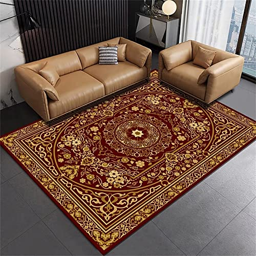 RUGMRZ Fleckerlteppich Vintage abstraktes Wohnzimmer komfortabel Kinder Zimmer deko rot Teppich Anti rutsch Balkon bodenbelag fleckerlteppich Outdoor Teppich Für Terrasse100x160CM