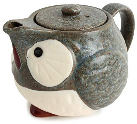 Mino ware CPK101 Teekanne aus japanischer Keramik in Kyusu-Eulen-Form, hergestellt in Japan (Import aus Japan), Steinkohle
