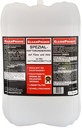 CleanPrince Special adhesive primer for tiles and wood, 10 litres, CP840700, solvent-free, indoor, outdoor, moisture brake on wooden surfaces, laying chipboard and OSB boards, quick drying
