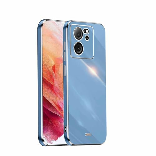 WBWONE Funda para Xiaomi Mi 13T 5G / 13T Pro 5G, Frontera de Oro Carcasa Protectora Antigolpes Suave TPU Silicona Caso Anti-Choques Resistente a los Arañazos - Azul