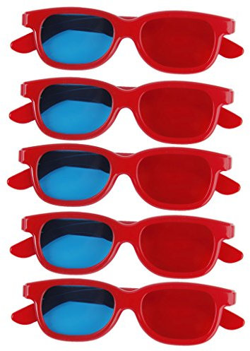 5 Red/Blue 3D Glasses - Kids Version, Enhance Your 3D Viewing Experience