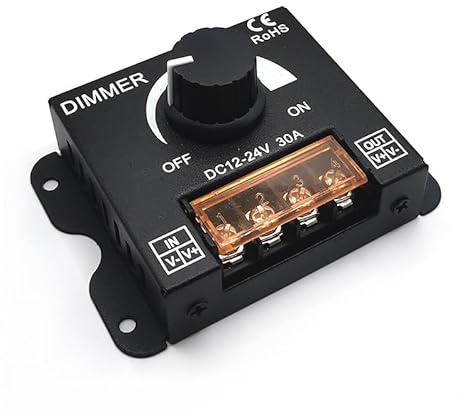 LED Dimmer DC 12V 24V für LED-Streifen Helligkeitsregler Lichtleiste PWM Regler 30A schwarz