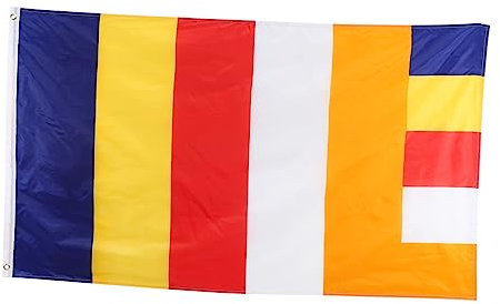OFFSCH Buddhistische Fahne Polyester Friedensflagge Wetterfest Für Tempel Innen Außen Dekoration Und Segensrituale