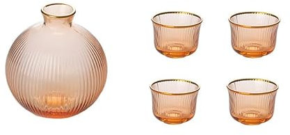 Carafe Eau 5 pièces rayure verticale saké Pot Transparent Phnom Penh verre 1 Pot 4 verre à liqueur décanteur ensemble de vin distributeur d'alcool séparateur de vin Pichet à Thé Glacé (Color : B)