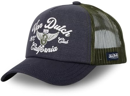 Von Dutch Crew-keps för män och kvinnor, justerbar truckerkeps med snapback, Grå/blå, One size