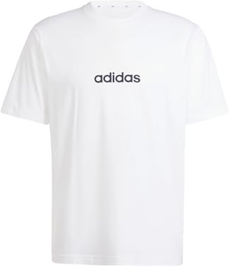 adidas Herren Essentials Linear Single Jersey Shirt, White/Black, XL