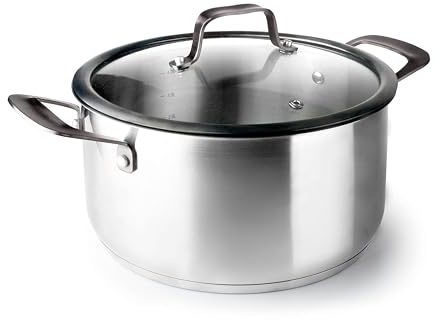 Lacor 47028 - Cacerola con Tapa Origin, Acero inoxidable 18/10, Tapa Vidrio | En acero inox 18/10, para guisos y cocciones uniformes; apto para inducción y horno, apto para lavavajillas, de gran utilidad