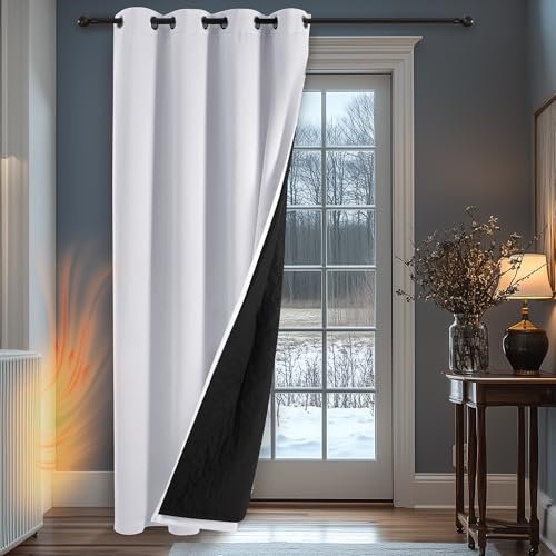 Deconovo Cortinas Opacas con Ojales, Cortinas térmicas y Resistentes al frío, Cortinas separadoras de ambientes, 132×160 CM, Extra Blanco