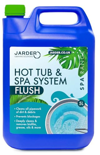 Jarder Hot Tub and Spa System Flush 5L - Cleans and Sterilises all Internal Pipework - Removes Dirt, Oil, Grease and More - 10 Treatments per 5L