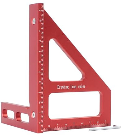 KETIPED Imperial Large 3D Multi-Angle Measuring Ruler,45/90 Degree Aluminum Alloy Woodworking Square Protractor,Drawing Line,Miter Triangle Ruler High Precision Layout Measuring Tool for Woodworking