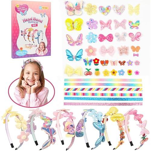 Schmetterling Stirnband Making Kit, DIY Fun Haarbänder & Haarschmuck Set für Mädchen, Machen Sie Ihre eigenen einzigartigen Kunst Stirnbänder, Mädchen Geburtstagsgeschenk