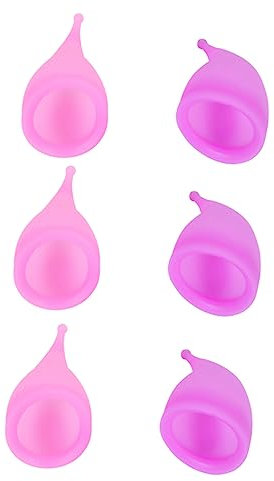 minkissy Coppette Mestruali in Silicone Riutilizzabili Per Donne Set 6 Pezzi (3 Viola 3 Rosa) Applicatore Coppa Femminile Morbida Comfort Ciclo Mestruale