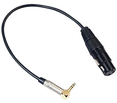 BESTonZON 0.3 Meter 90 Degree Elbow 3.5mm Male to Xlr Female Audio Adapter Cable for Mobile Microphone Connection, Black, Compact Sound Equipment Accessory