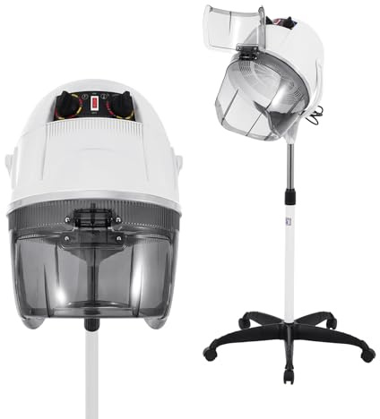 TRY-YEAN Professionale 1050W Asciugacapelli con treppiede, cuffia da parrucchiere, altezza regolabile 78 – 128 cm, timer 0 – 60 minuti, temperatura regolabile 0 – 75 °C