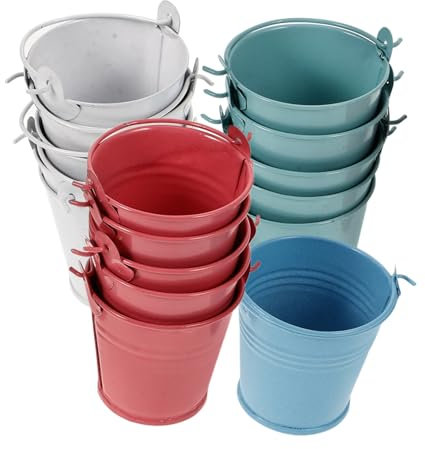 Tofficu Set Di Secchielli Per Candele Fatti A Mano - 16 Mini Secchielli in Ferro Resistenti Calore Per Candele Profumate E Progetti Tealight