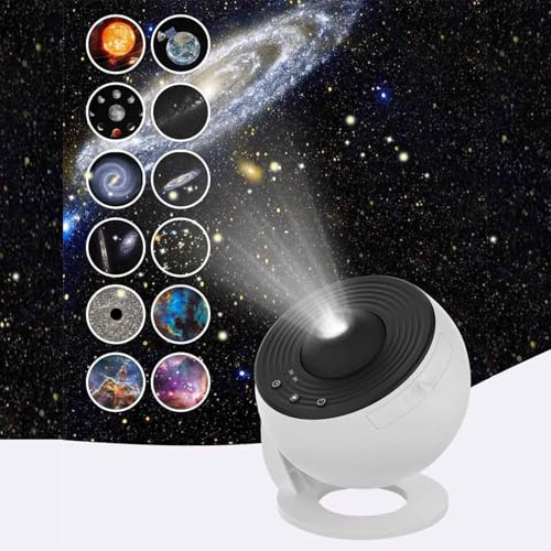 Galaxie-Projektor, 12-in-1-Sternprojektor, Galaxie-Licht, HD-Bild-Sternprojektor, Galaxie-Licht, 12 Filmscheiben, Planetariumsprojektor, Realistisches Sternenhimmel-Nachtlicht