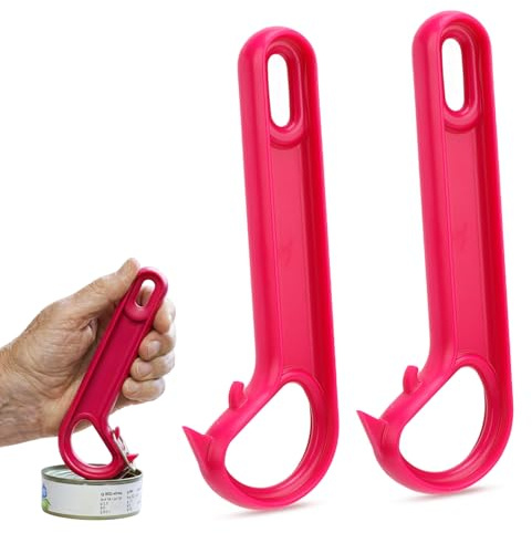 Tissting Abrelatas de 2 Piezas con Anillos de fácil Apertura, abridor de latas Manual, abridores de tarros, ayudante para Personas Mayores con Manos débiles, Color Morado (Púrpura)