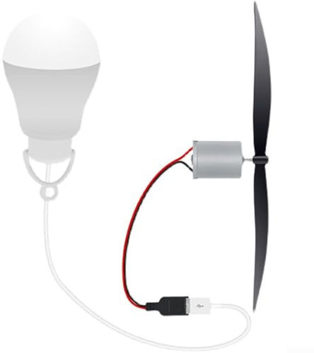 Sileduove Wind Power Generator DIY Kit For Kids, Wind Turbine Motor Blade W/Bulb DIY Set Power Energy Generator Alternative, With USB Light Bulb