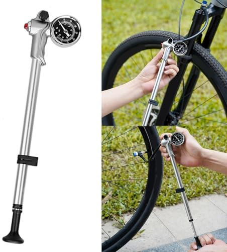 HEBEOT Mountainbike-Pumpe mit drehbarem Schlauch, 360° drehbarer Schlauchwinkel, Ausgänge bis zu 400 Psi für verschiedene Fahrradbedürfnisse