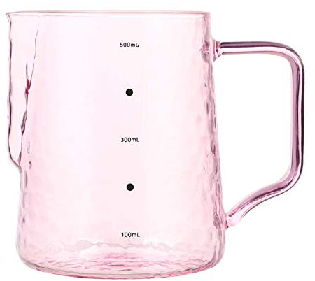 OFFSCH 500ml Jarra De Leche Espumadora De Cristal Cafetera De Vidrio Lechera De Borosilicato Recipiente para Leche Jarra Diseño De Escala
