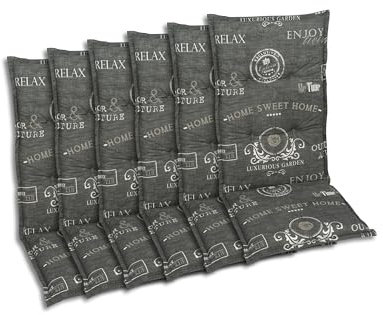 GO-DE Textil Bequeme und attraktive Polsterauflagen für Hochlehner-Gartenstühle (6er-Set, Design: Stempel Anthrazit)
