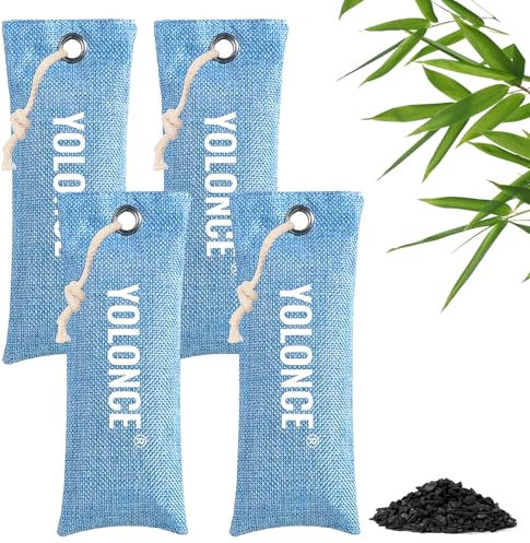 4 pack Sacchetto Deodorante,Sacco deodorante di carbone attivo di bambù, Elimina i cattivi odori e rilascia una fresca fragranza, per scarpe da lavoro, sportive e da ginnastica(blu)