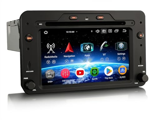 Android 16 Autoradio 1Din Für Alfa Romeo Brera Spider 159 Sportwagon 7 Zoll Touchscreen GPS Navigation Bluetooth CarPlay Android Auto WiFi 4G DAB+ OBD2 USB DSP CD DVD Canbus 8-Kern 4GB RAM+64GB ROM