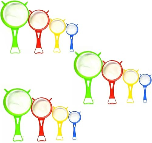 MIXEL Plastic Kitchen Strainer Sieve, Ergonomic & Comfortable Grip, Long-Lasting Use, Easy-to-Clean, Durable and Lightweight, Sink Strainer Colander, (12 Pcs)
