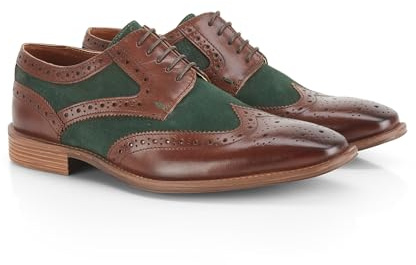 Catesby Spey Premium läder herrskor brogues lättviktskomfort vadderade bröllop formella skor för män, Brungrön, 44.5 EU