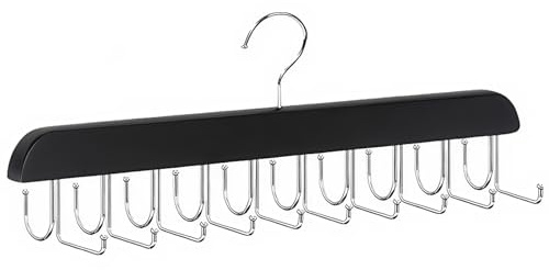 Ninnyi Wooden Tie Hanger, Multi-purpose 20 Hooks 360 Rotatable Tie Rack for Bra Hat Towel Belt Hanger Wardrobe