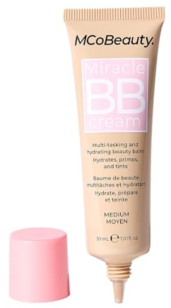 MCoBeauty Miracle BB Cream Skin Tint Foundation & Primer - Medium | Lightweight Dewy Coverage, Hyaluronic Acid Tinted Moisturiser, Vegan & Cruelty Free