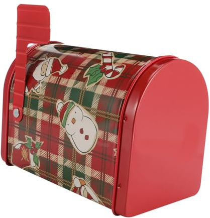 LRXIYODE Caja De Hojalata Navideña Forma De Buzón Caja Para Galletas Para Decorar Celebraciones De Navidad