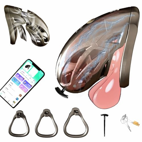 Jomyu Sex Toys Elektrische Stimulation Peniskäfig SM Fetisch Strecken Keuschheitskäfig 9 Frequenz Elektroschock Extrem Penis Bondage Keuschheitsgürtel APP-Steuerung E-Stim Sexspielzeug für Männer