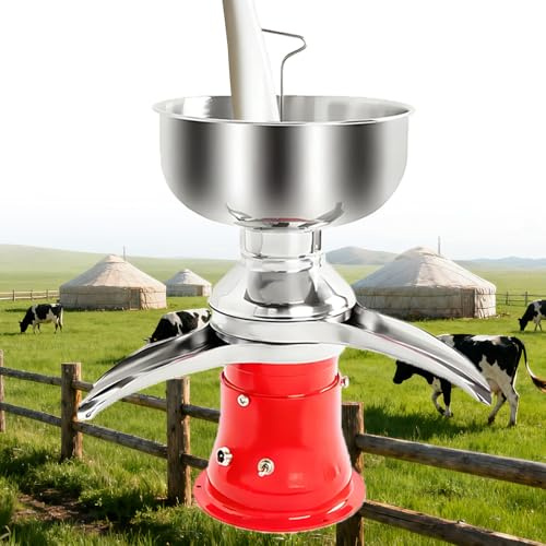 QianCruxtacy Centrifuga Elettrica per Latte 50L/H,Separatore di Crema Professionale in Acciaio Inossidabile,Motore 30W,Produzione Burro e Formaggio,Adatta per Fattorie e Uso Domestico Intensivo Red
