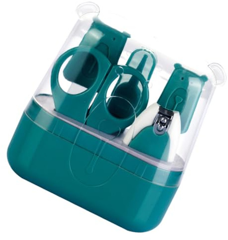 Hoement Kit Práctico para Uñas de Bebés Cortaúñas Verde, Material Abs y Acero Inoxidable, Mango Cómodo y Fácil de Sujetar Caja de Almacenamiento para Cuidado Infantil