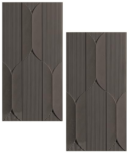 Innovz Striped Geometric Texture PU 3D Panels for Interior Exterior Wall, Large Décor Drop Ceiling Tile 2′x4′, Home Hotel Lobby Wall Cladding(Gray,2pack)