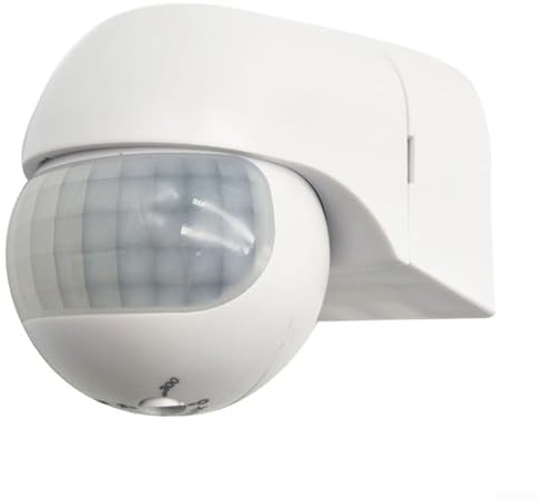YobiLife Interruttore con sensore di movimento PIR, 110-220 V AC, IP44, resistente agli spruzzi d'acqua, 180°, portata 12 m, crepuscolare regolabile, per esterni e interni