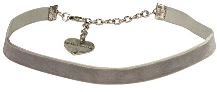 Alpenflüstern Trachten-Samt-Kropfband elastisch - Trachtenkette enganliegend, Velvet Kropfkette, Damen-Trachtenschmuck, Samtkropfband schmal grau DHK076