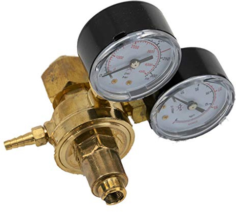 HST Manometer mit Drehregler Profi Argon CO2 I Druckminderer Gasarmatur für MIG MAG TIG WIG Schweißgerät I Druckregler I Zubehör für Schweissgeräte