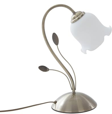 Lindby Tischlampe Matea (Florentiner) in Weiß aus Glas (1 flammig, E27) - Florentiner Tischleuchte Schreibtischlampe Nachttischlampe Wohnzimmerleuchte
