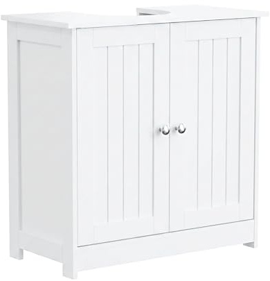 Bonnlo Pedestal Sink Storage Cabinet with 2 Doors Traditional Under Sink Cabinet Bathroom Space Saver Organizer with Adjustable Shelf White 23 5/8 W x 11 7/16 D x 23 5/8 H