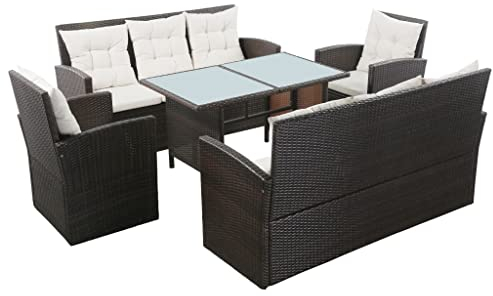 vidaXL Loungegrupp för trädgården med dynor 5 delar konstrotting brun