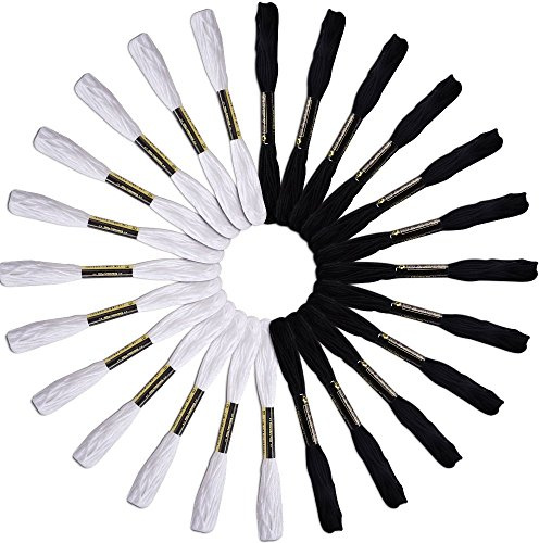 24 (12 schwarz + 12 weiß) Original Anchor Baumwolle Stickgarn Kreuzstich Garn