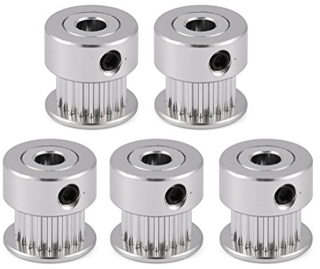 Tangxi 3D Zahnrad 8mm/5mm, 5 PCS GT2 Riemenscheibe 20/16 Zähne 8mm Bohrung Aluminium Zahnscheibe für 3D Drucker 6mm Breite Riemen(20 Zähne 5 MM)